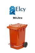 ELCY 90 Litre Tıbbi Atık Plastik Pedallı Çöp Konteyneri Turuncu Isıya Karşı Dayanıklı A Kalite - 1