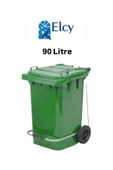 ELCY 90 Litre Tıbbi Atık Plastik Pedallı Çöp Konteyneri Yeşil Isıya Karşı Dayanıklı A Kalite - 1