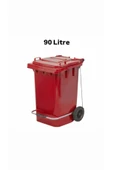 ELCY 90 Litre Tıbbi Atık Plastik Pedallı Çöp Konteyneri Kırmızı Isıya Karşı Dayanıklı A Kalite - 2