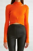 Omuz Dekolteli Dik Yaka  Oranj Triko 0078-2K3 thumbnail 4
