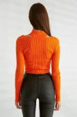 Omuz Dekolteli Dik Yaka  Oranj Triko 0078-2K3 thumbnail 5
