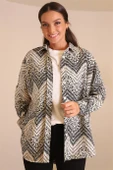 Zigzag Desenli Siyah Kadın Gömlek 32893-2K3 - 4