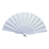 Plastik Düz Kumaş Yelpaze 12 li Beyaz - 1