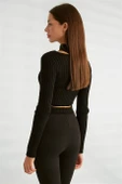 Omuz Dekolteli Dik Yaka Siyah  Triko 0078-2K3 thumbnail 2