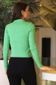 V YAKALI TRİKO YEŞİL KADIN KAZAK 3739-2K3 thumbnail 5