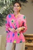 BALIK DESENLİ PEMBE KADIN GÖMLEK 7978-2Y4 - 4