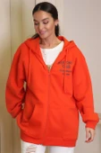 YAZI BASKILI ORANJ KADIN SWEATSHİRT  W0008410-2K3 - 4