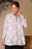 UZUN KOLLU ÇİÇEK DESENLİ KADIN GÖMLEK 33649-2Y4 - 2