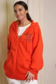 YAZI BASKILI ORANJ KADIN SWEATSHİRT  W0008410-2K3 - 2