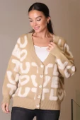 YAZI KABARTMALI DÜĞMELİ CAMEL  KADIN HIRKA 94067-2K4 thumbnail 2
