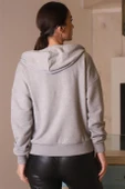 FERMUARLI KAPÜŞONLU GRİ KADIN SWEATSHİRT 0852-2K4 - 5