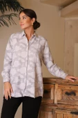 UZUN KOLLU ÇİÇEK DESENLİ KADIN GÖMLEK 33649-2Y4 - 3