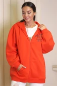YAZI BASKILI ORANJ KADIN SWEATSHİRT  W0008410-2K3 - 3