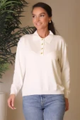 YAKALI UZUN KOLLU EKRU KADIN BLUZ 768-2K4 thumbnail 3