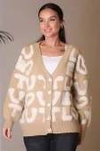 YAZI KABARTMALI DÜĞMELİ CAMEL  KADIN HIRKA 94067-2K4 thumbnail 3