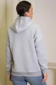 KAPÜŞONLU UZUN KOLLU GRİ KADIN SWEATSHİRT 3056-2K4 - 5