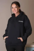 YAZILI KAPÜŞONLU SİYAH KADIN SWEATSHİRT  3WWB MARCIA-2K4 - 5