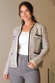 GRİ CEPLERİ DÜĞMELİ KADIN TRİKO HIRKA 021-2K5 - 1