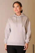 KANGURU CEPLİ KAPÜŞONLU GRİ KADIN SWEATSHİRT W0010224-2K5 - 3