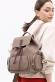 BENETTON VİZON KAHVE KADIN SIRT ÇANTASI 1409-2K5 thumbnail 2
