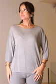 SIFIR YAKA BASIC GRİ KADIN TRİKO KAZAK 928-2K5 thumbnail 2