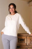 FERMUARLI KAPÜŞONLU EKRU  KADIN SWEATSHİRT  0852-2K5 - 3