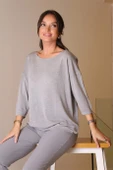 SIFIR YAKA BASIC GRİ KADIN TRİKO KAZAK 928-2K5 thumbnail 4