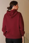 KANGURU CEPLİ KAPÜŞONLU BORDO KADIN SWEATSHİRT W0010224-2K5 - 5