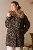 KÜRK YAKALI LEOPAR KADIN MONT 5659-2K5 - 3