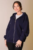 KAPÜŞONLU FERMUARLI LACİ KADIN HIRKA W0008672-2K5 - 2