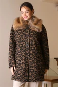 KÜRK YAKALI LEOPAR KADIN MONT 5659-2K5 - 2