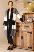 ŞAL YAKA UZUN KOLLU SİYAH KADIN HIRKA 6172-2K5 thumbnail 1
