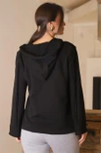 UZUN KOLLU KAPÜŞONLU SİYAH KADIN SWEATSHİRT  8099-2K4 - 6