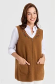 V YAKA İŞLEMELİ TABA KADIN YELEK   23001-VY-2K5 - 4