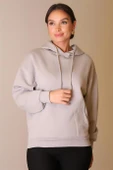 KANGURU CEPLİ KAPÜŞONLU GRİ KADIN SWEATSHİRT W0010224-2K5 - 4