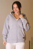 KANGURU CEPLİ GRİ KADIN SWEATSHİRT 3045-2K5 - 3