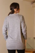 CEPLİ UZUN KOLLU GRİ KADIN HIRKA 5480-2K5 thumbnail 5