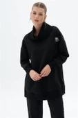Triko Garnili Kapitoneli Siyah Kadın Sweatshirt  31007-2K5 - 1