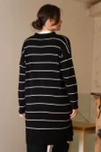 SİYAH ÇİZGİLİ UZUN KADIN TRİKO HIRKA 6165-2K5 thumbnail 6