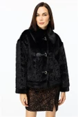 Kancalı Peluş Siyah Kadın Mont 7045-2K5 - 1