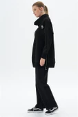 Triko Garnili Kapitoneli Siyah Kadın Sweatshirt  31007-2K5 - 3