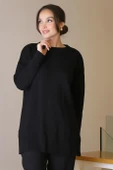 SIFIR YAKA UZUN KOLLU SİYAH KADIN TUNİK 6152-2K5 thumbnail 1