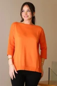 GENİŞ YAKA UZUN KOLLU ORANJ KADIN TRİKO KAZAK 5427-2K5 thumbnail 1