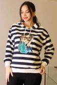KAPÜŞONLU KIZ BASKILI LACİ KADIN SWEATSHİRT 29374-2K5 - 4