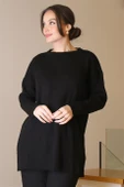 SIFIR YAKA UZUN KOLLU SİYAH KADIN TUNİK 6152-2K5 thumbnail 2