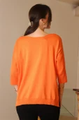 GENİŞ YAKA UZUN KOLLU ORANJ KADIN TRİKO KAZAK 5427-2K5 thumbnail 4