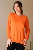 BİSİKLET YAKA KOLLARI DÜĞMELİ ORANJ KADIN KAZAK 5575-2K5 thumbnail 2