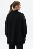 Triko Garnili Kapitoneli Siyah Kadın Sweatshirt  31007-2K5 - 4