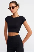 KISA KOLLU SİYAH  KADIN CROP 30528-2Y5 - 1