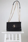 ZİNCİRLİ SİYAH KADIN KOL ÇANTASI 7291-2K4 - 1